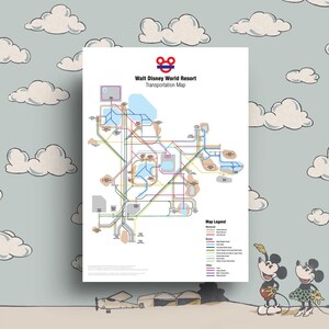 Walt Disney World Transport Karte Druck - Untergrund / U-Bahn stil Karte - Florida Feiertage Erinnerungen Poster