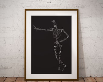 Impresión de esqueleto - Huesos del cuerpo humano - Impresión de biología - Impresión de huesos del cuerpo humano- Doctor Gift