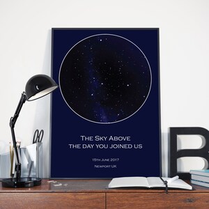 Impresión de mapa estelar - Carta de estrellas azules - Mapa personalizado de las estrellas - Regalo perfecto para bodas nacimientos nuevo compromiso de aniversario de cumpleaños de bebé