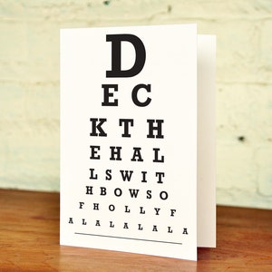 Eye Chart Card - Deck the Halls - Snellen Eye Chart - perfecte kerstkaart