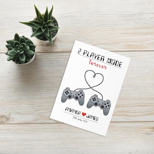 Gamer Couples Card - Mariage ou anniversaire de geek - 1re année d'existence sur papier - Mode 2 joueurs