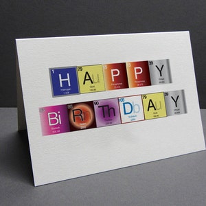 Tableau périodique des cartes - carte de voeux - joyeux anniversaire