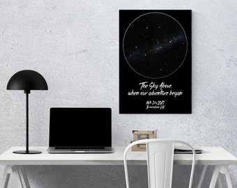 Black Star Map Print - Carte des étoiles - Carte personnalisée des étoiles -Cadeau parfait pour les mariages naissances nouvel anniversaire de bébé fiançailles