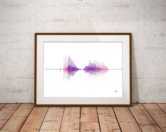 Personalized Soundwave Print - Sound Wave Poster - Personalised Voice Art - Song Music Heartbeat Voice Fathers Day Mothers Day New Baby Gift