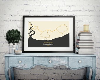 Impression du marathon de Newport - Souvenir personnalisé de votre course au marathon - Poster, impression d'art, carte du parcours