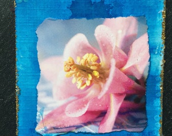 Artist Trading Card-ATC-Columbine with Glitter