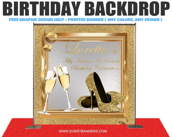 Birthday Backdrop Custom Event Step And Repeat Backdrop Etsy