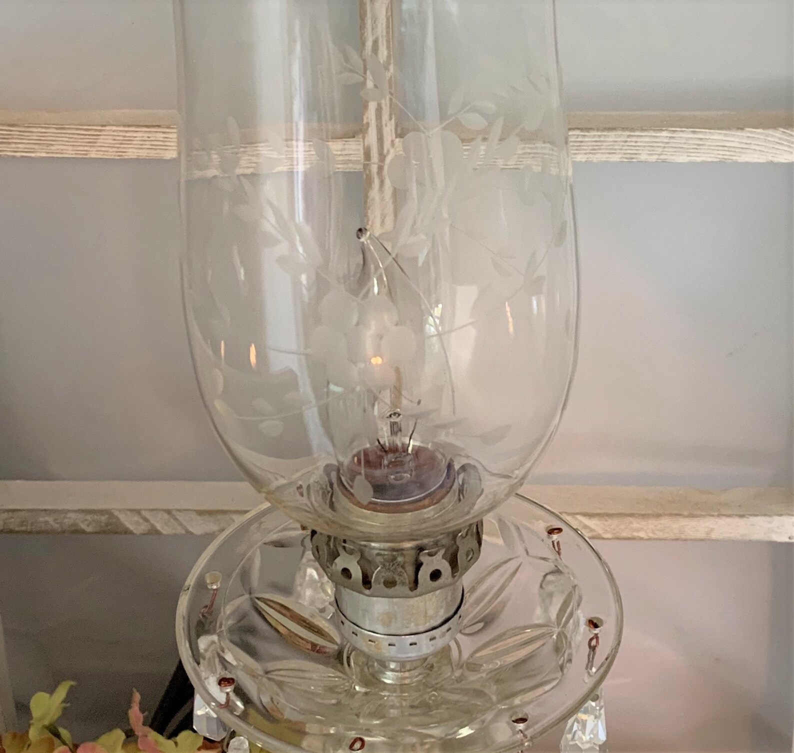 Lead Crystal Hurricane Boudoir LampLamp Luster Crystal Etsy