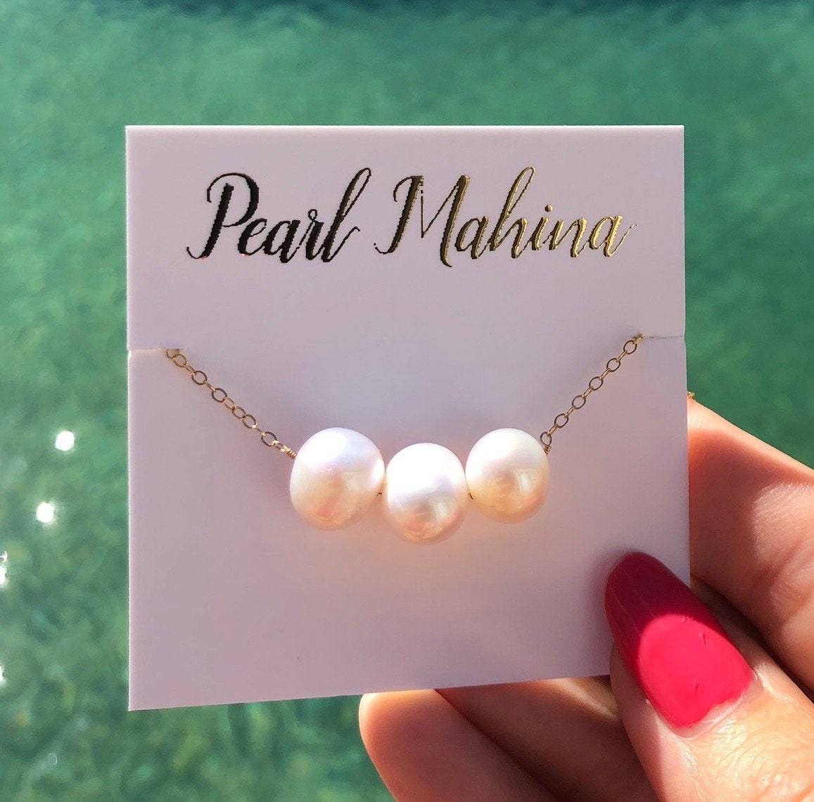 Black white pearl necklace deals