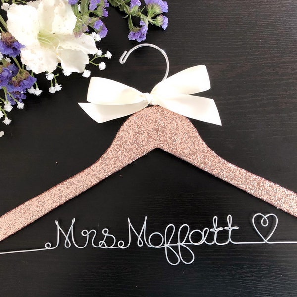 Rose/Gold Bridal Hanger,Rose/Gold Custom Wedding Hanger,Gold Personalized Wedding Hanger,Bride's Gift,Bridesmaid Hanger,Mrs Hanger