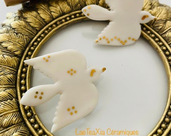 Broche/ Colombe/ Porcelaine.