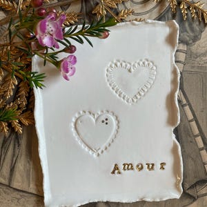 Décoration murale porcelaine/ Carte amour / Carte saint Valentin/ Carte noce de porcelaine.