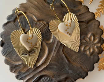 Earrings/Porcelain earrings/Heart earrings.