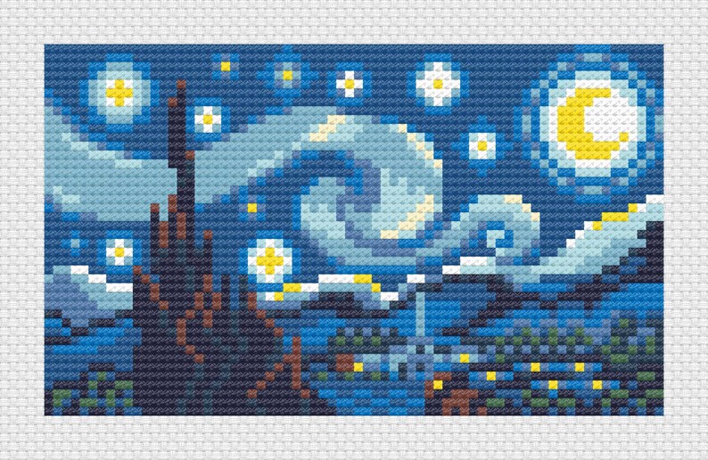 The Starry Night Cross Stitch Pattern PDF Digital Download - Etsy