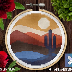 Boho Desert Landscape 1 Cross Stitch Pattern [PDF] - Digital Download - Simple Cross Stitch Chart - Pattern Keeper Compatible