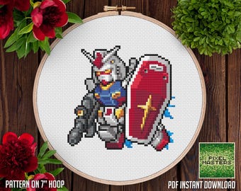 Gundam RX-78-2 Cross Stitch Pattern [PDF] - Digital Download - Anime Chart - PatternKeeper Compatible