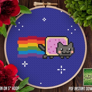 Nyan Cat Cross Stitch Pattern [PDF] - Pattern Keeper Compatible - Digital Download - Cute and Funny Meme Chart