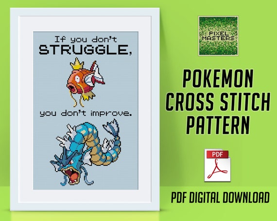 Pokemon Motivational Cross Stitch Pattern Pdf Digital Etsy