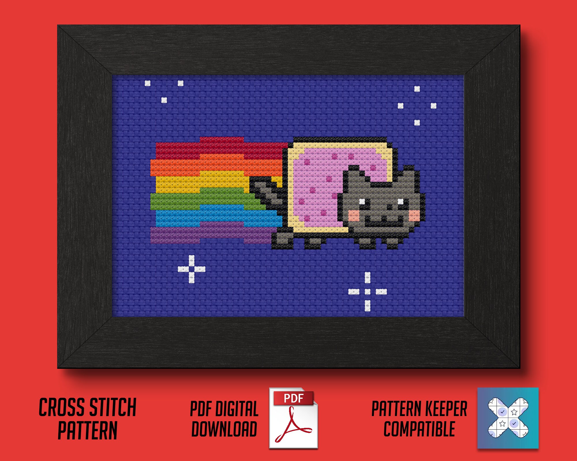 Nyan Cat Cross Stitch Pattern [PDF] - Pattern Keeper Compatible