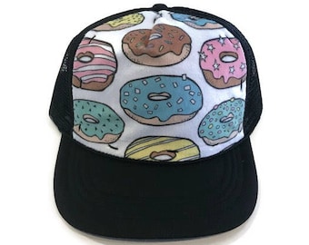 Donut Minky Front Trucker Hat - Kids Trucker Hat - Snap Back Hat - Baby Trucker Hat - Adult Trucker Hat - Kids Baseball Hat - Youth Hat