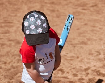 Play Ball Minky Front Trucker Hat - Kids Trucker Hat - Snap Back Hat - Baby Trucker Hat - Adult Trucker Hat - Kids Baseball Hat