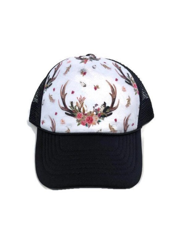 Kids Baseball Hat Adult Trucker Hat Kids Trucker Hat Snap Back Hat Youth Hat Baby Trucker Hat Antlers Minky Front Trucker Hat