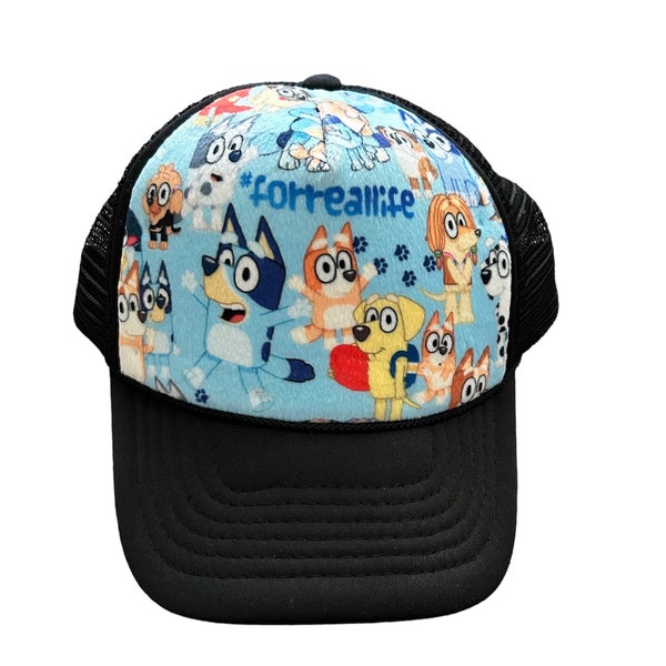 Blue Dog Minky Front Trucker Hat - Kids Trucker Hat - Snap Back Hat - Baby Trucker Hat - Adult Trucker Hat - Kids Baseball Hat