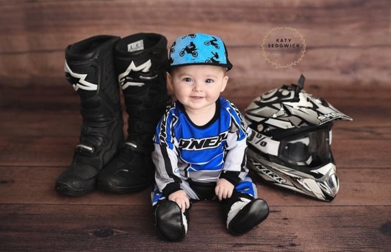 Blue Motocross Minky Front Trucker Hat Kids Trucker Hat 