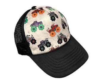 Color Monster Truck Hat - Minky Front Trucker Hat - Kids Trucker Hat - Snap Back Hat - Baby Trucker Hat - Adult Trucker Hat - Youth Hat