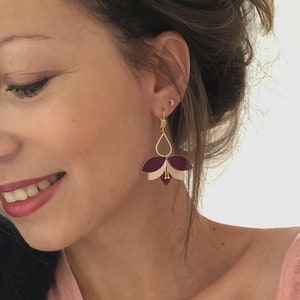 Flower Petal Earrings | ESMEE rose gold leather earrings | bridal earrings | Christmas gift for her