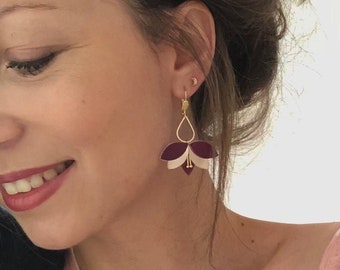 Boucles d’oreilles pétales de fleur | Boucles d’oreilles ESMEE cuir rose gold | boucles d’oreilles mariée | cadeau Noël pour elle