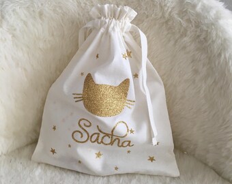 Personalisierter Vornamenbeutel| Kind mütterliche Tasche | Kinderzimmer-Deckenbeutel | Kleiner Katzenbeutel| personalisiertes Geburtsgeschenk