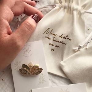 Scatola regalo per testimone di nozze | Annuncio di matrimonio | Spilla di paillettes per testimone di nozze | Richiesta regalo madrina | Sacchetto con messaggio personalizzato