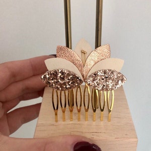 Floral hair comb pink gold | Bridal hairdressing accessory | wedding witness gifts| jewelry hair wedding outfit | Personalized jewelry