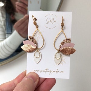 Lotus leather earrings | wedding trend | summer Jewellery | bridal earrings | pastel wedding | wedding witness gift | bridemaids