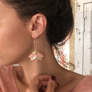 Rose Gold leather earrings | Celeste | poetic pastel jewel | Gift for her | pastel wedding earrings | Christmas gift