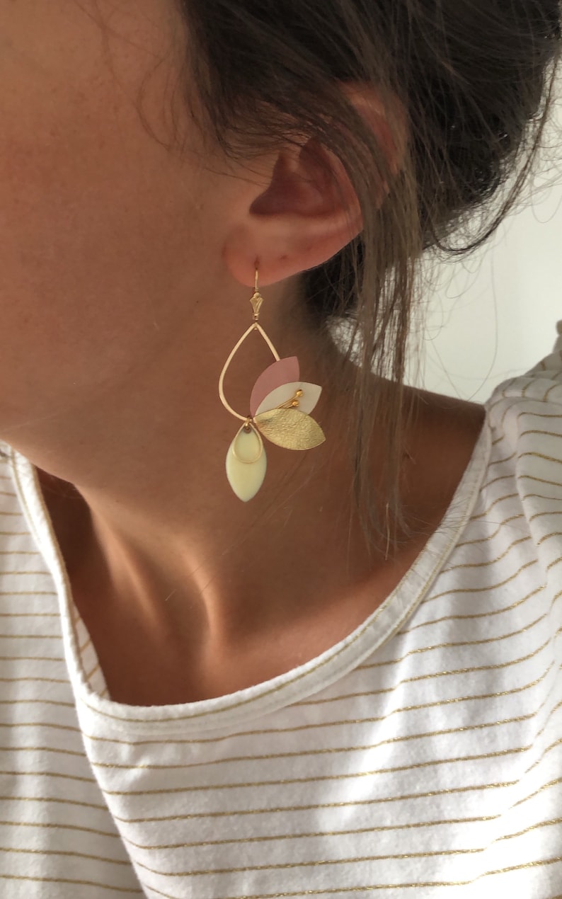 wedding accessory LEONORE golden flower earrings Mother/'s Day gift Christmas gift Spring Collection