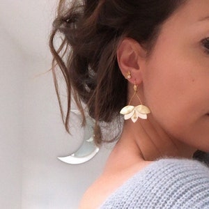 CAPUCINE gold and creamy white earrings | Boho chic wedding accessory | Christmas gift | Bridal earrings