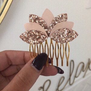 Comb Flower Bride pink gold | Wedding hair jewelry | Floral hair comb |  Married gift| Wedding witness gift|