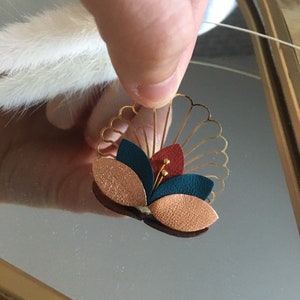 Poetic Peacock Brooch | Leather Brooch | Trendy Jewelry | Birthday Gift | Thank You Gift | Christmas Gift for Her