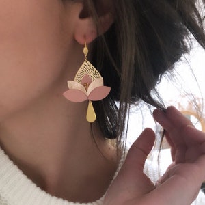 Boucles d'oreilles AMALIA rose gold , bijou floral, bijiou été pastel boucles doreilles tenue mariage Cadeau personnalisable image 2