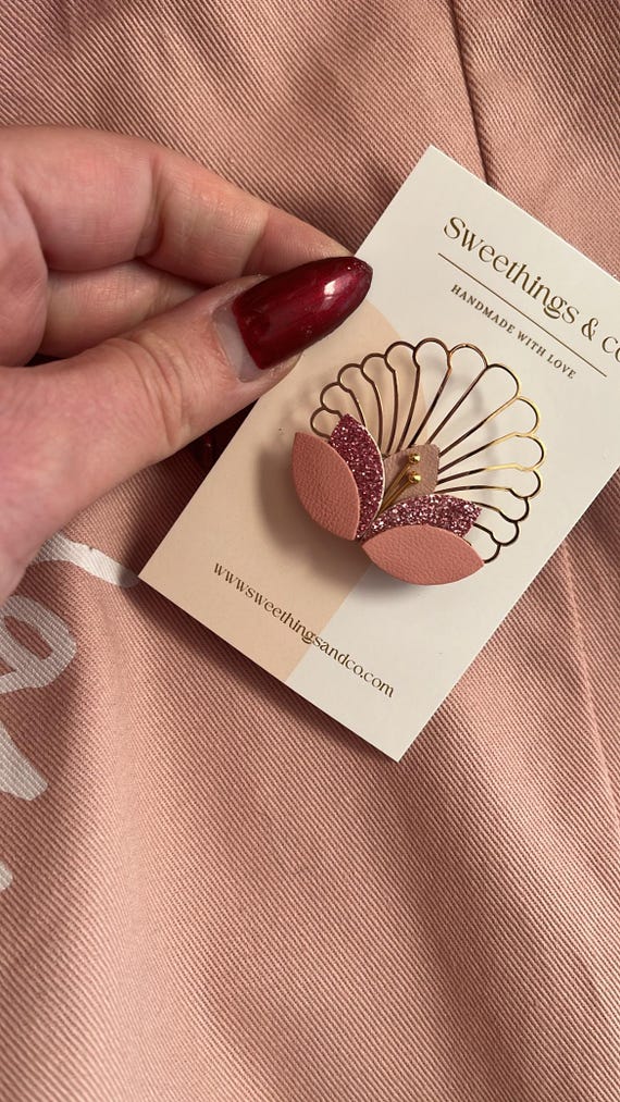 Spilla pavone glitter rosa Spilla poetica per bambini e donne