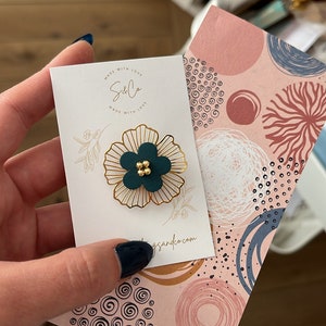 Leather floral brooch | Birthday gift for women | Mother&#39;s Day gift | Poetic jewelry gift | Godmother request gift