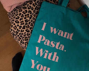 Trendy tote bag/handbag | Pasta lover tote bag | Personalization | Christmas gift for women | Wedding favor | Bag with a funny message