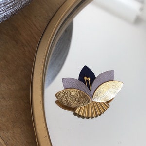 Golden poetic brooch | leather jewelry | brooch flower petals | Cookie Gift Brooch | Master thank you gift| Women's Christmas Gift