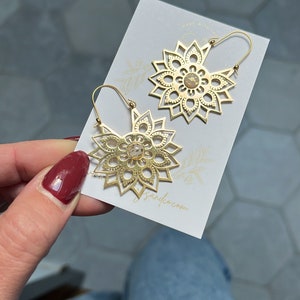 Boho chic Alma earrings | wedding jewelry | Golden lotus jewelry | Poetic jewelry personalized gift | christmas gift for women