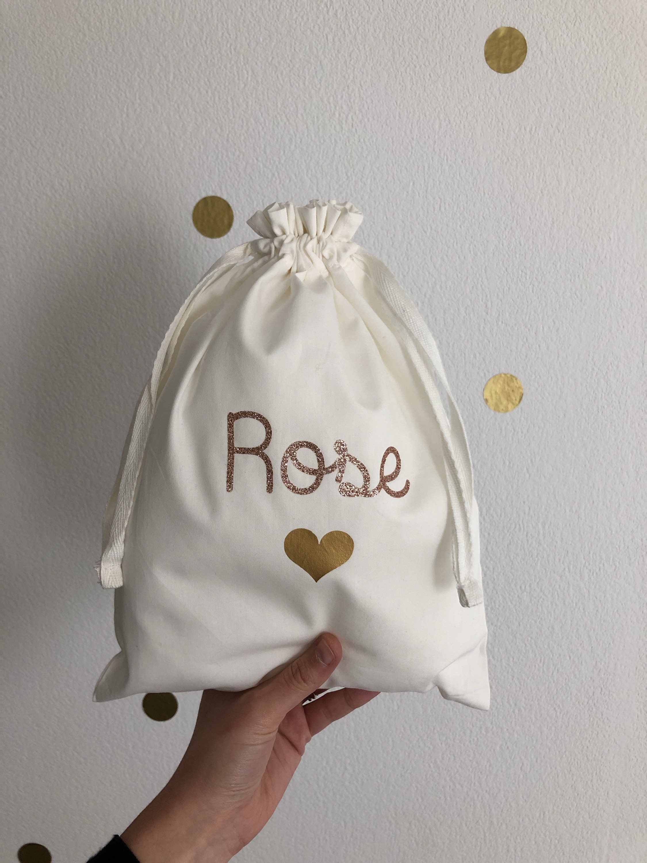 Pochette Personnalisable Coeur Dore Pochette Bebe Cadeau Etsy