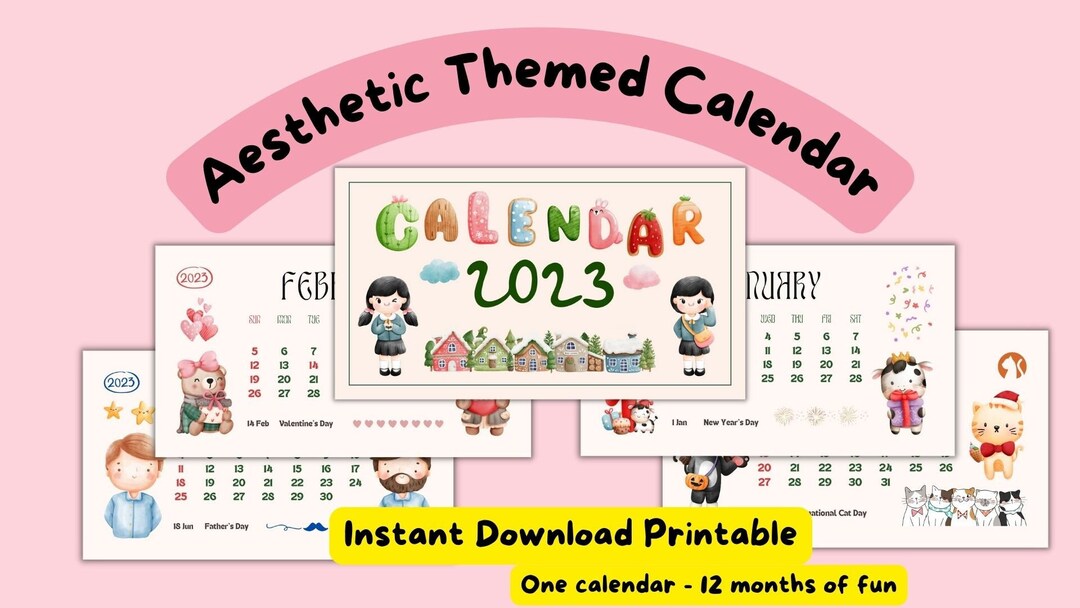 Aesthetic Themed Calendar Printable 8.5x11 - Etsy