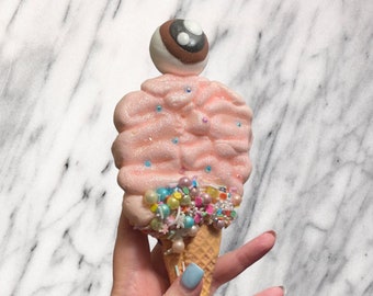 Pink Brain Eyeball Ice Cream Cookie Halloween Fake Bake