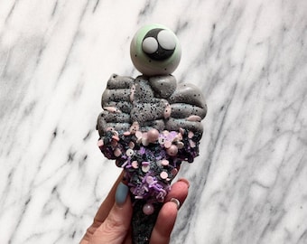 Brain Eyeball Grey Ice Cream Cone Fake Bake Halloween